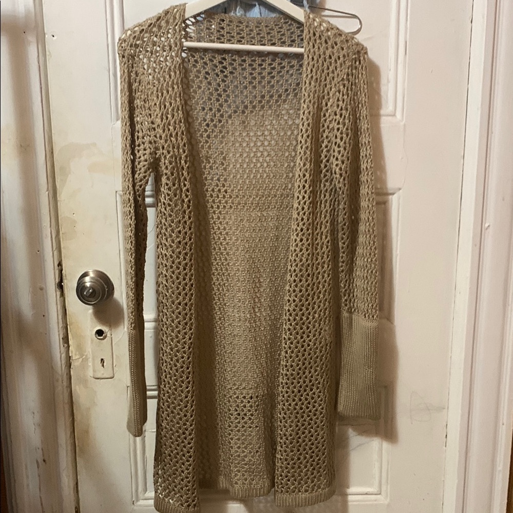 Women's Tan Open-Knit Sweater